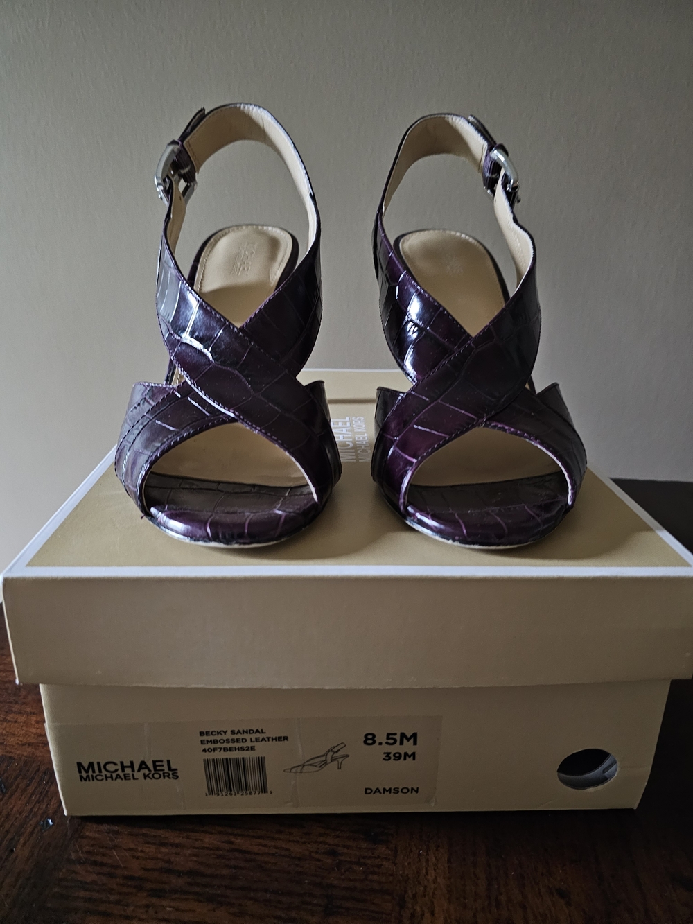 Michael Michael Kors Damson Leather Crisscross Slingback Sandals